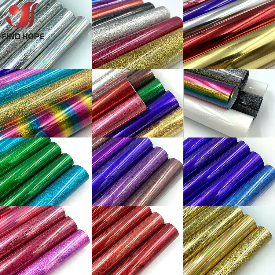 20cm*25cm Bündel Glitzernde Glänzende Wärmeübertragungsfolie zum Aufbügeln mit Heißpresse für T-Shirts, Textilien, zum Schneiden mit einem Schneidewerkzeug. – Detail 1