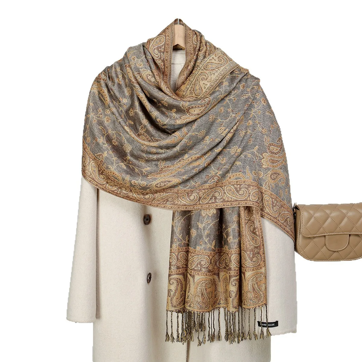 ผ้าคลุมศีรษะแบบวินเทจลายแคชเมียร์ ขนาด 180*70 ซม. ผ้าคลุมศีรษะมุสลิม ผ้าคลุมผมแบบจาการ์ด ผ้าพันคอแบบมีพู่ ผ้าคลุมศีรษะแบบฮิญาบ ผ้าพันคอ ผ้าคาดผม ผ้าคลุมผม ผ้าพันคอแบบตูร์บันเต้สำหรับผู้หญิง