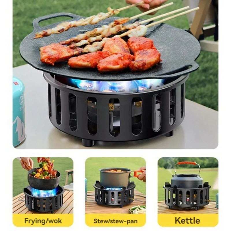 Top!-Outdoor Hiking Gas Stove,Camping Picnic BBQ Burner Portable Windproof Electronic Ignition Stoves,21000W