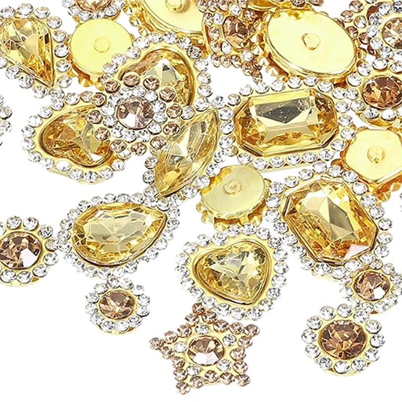 150 Stück Blumenklauen-Nähsteine mit Goldbasis, glänzende Kristall-AB-Steine zum Aufnähen, Schmuck- und Kleidungsdekoration Zubehör – Detail 4