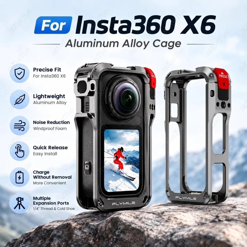 For Insta360 X6 Camera Aluminum Alloy Protective Case Anti-Drop Camera Shell Accessories