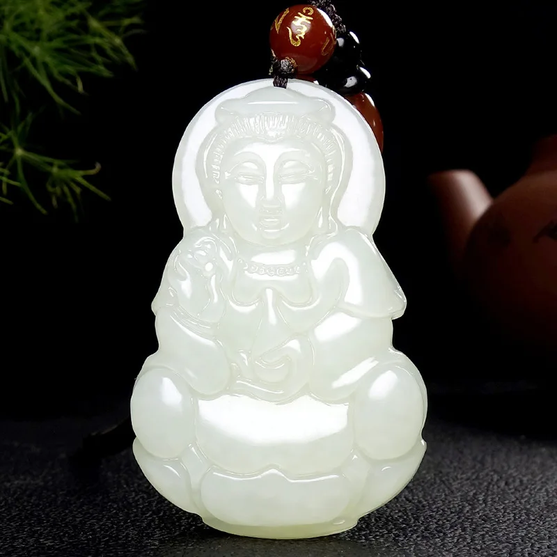 Fine Jewelry Natural Hetian Nephrite Jade White Jade Ruyi Lock Baby Lock Pendant