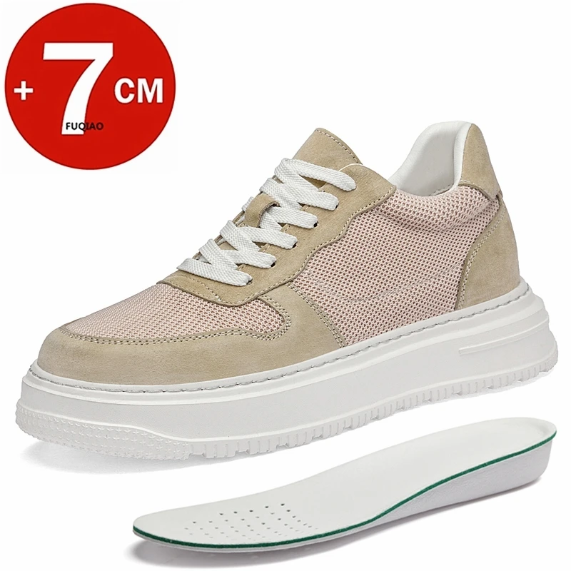 

Дышащие удобные летние мужские кроссовки-сникеры с увеличением роста на 7 см, модные повседневные спортивные туфли с увеличенной подошвой