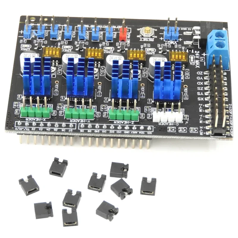 Maker Shield GRBL 1.1 CNC Controller Kit with DRV8825 Stepper Drivers Nema23 Motors 24V 350W PSU Shielded Cables Limit Switches