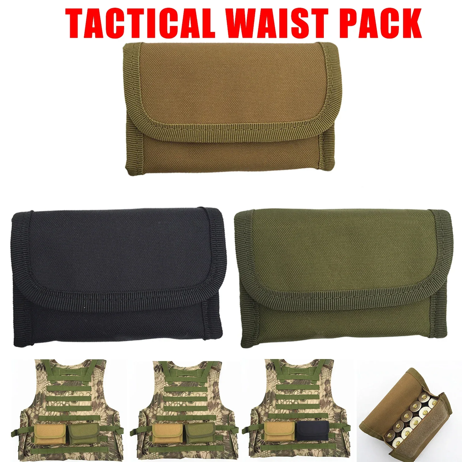 Tas Taktis Luar Ruangan EDC Molle Kantong Dompet Ritsleting Pinggang Fanny Pack Kantong Ponsel Sabuk Tas Pinggang Tas Perlengkapan EDC