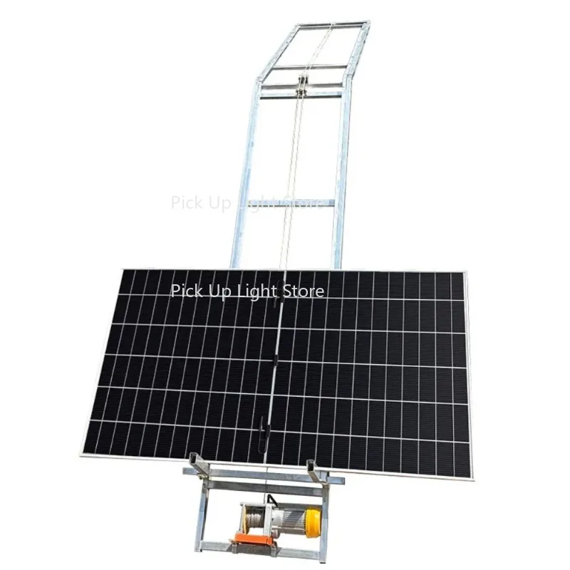 

Photovoltaic panel lift for small tile houses with automatic turning