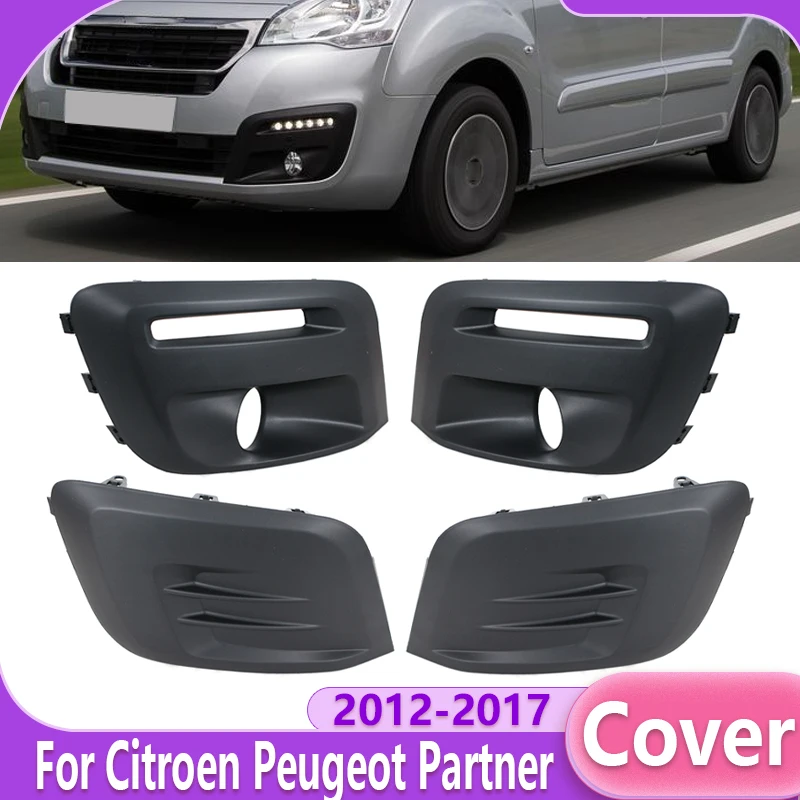 Car Front Bumper Fog Light Cover Grille Fog Lamp Frame Bezel Cover For Citroen Peugeot Partner 2012-2017 1613564580 9810966077