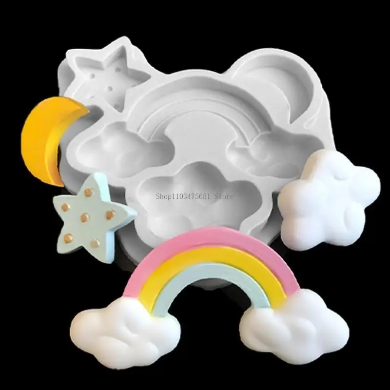 

Rainbow-Cloud Fondant Molds Star Moon Chocolate Silicone Molds for DIY Cake Decoration Cupcake Toppers Epoxy Cookie Mold
