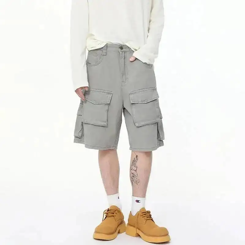 LUZHEN Pockets Multi Straight 2026 Solid Design Color Summer Cargo Five-pointed Pants Men New Fashion Street Male Shorts JY7584
