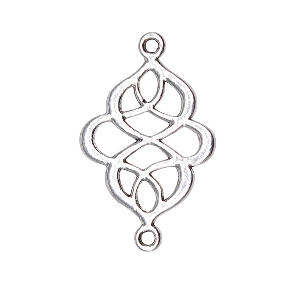 WYSIWYG 10pcs Jewelry Diy Handmade Craft Charms Antique Silver Color 17x26mm Chinese Knot Connector Connector