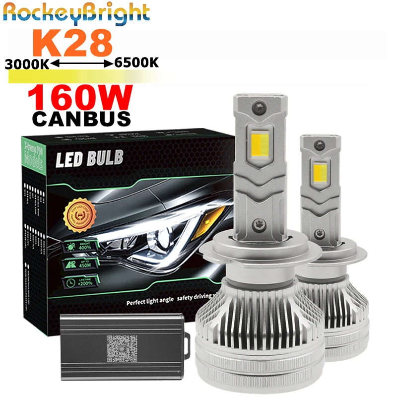 

DIY COLOR K28 2pcs 160W 3000K-6500K 13000LM 9005 9006 H11 H1 Led Headlight Bulb Change light color