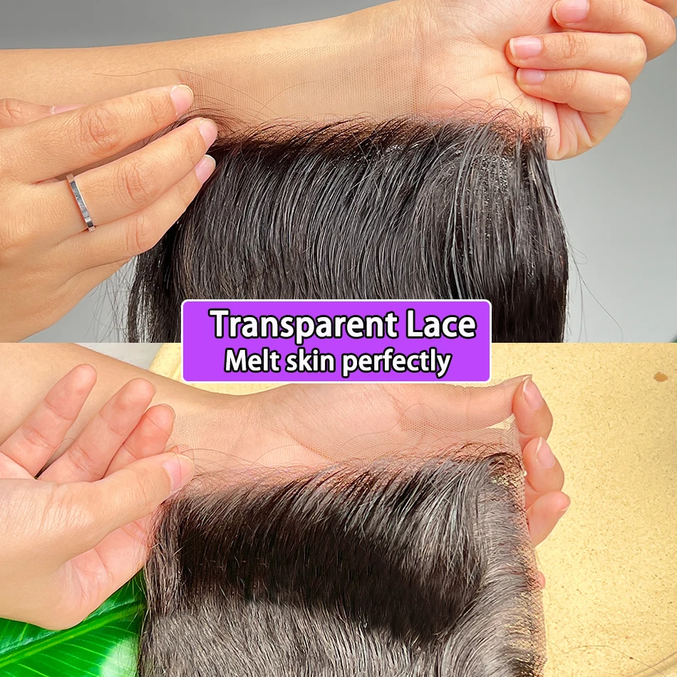 Natural Wave 5x5 Transparent Lace Closure Natural Black Color 100% Human Hair Preplucked Bleached Knots Raw Virgin Human Hair