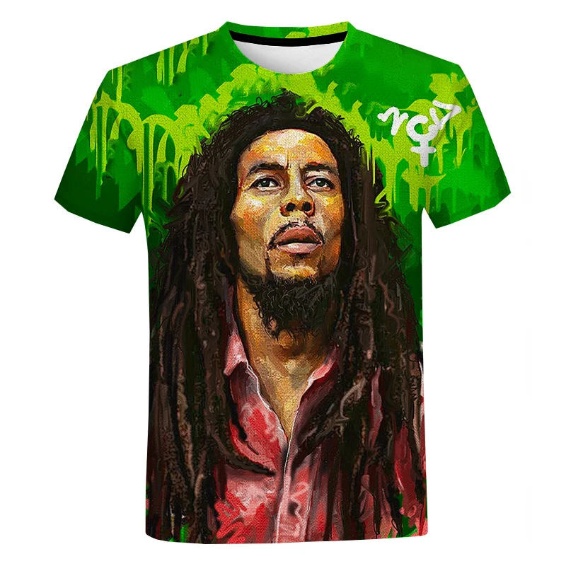 Bob Marley Reggae Rasta New Summer Fashion Cool Music Style T-shirt  3D Printing Men's Tops Hip-hop Unisex Short-sleeved T Shirt