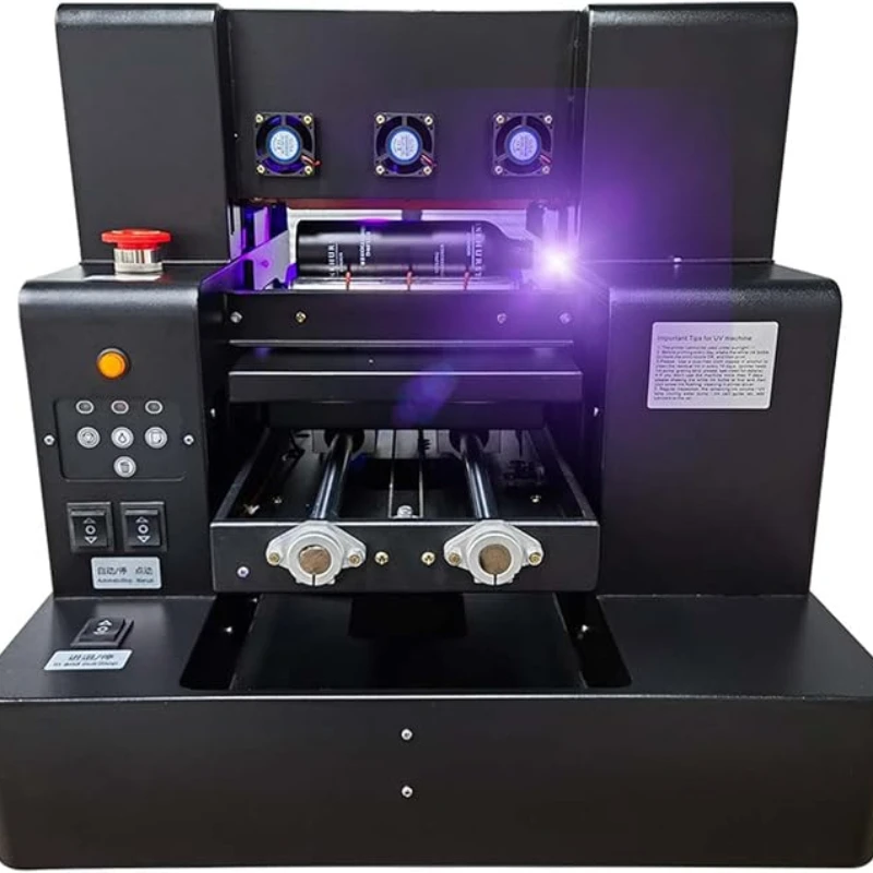 Stampante UV A4 Stampante UV DTF Stampante a getto d'inchiostro UV LED USB 5760 x 1440 dpi con rotazione per bottiglie/carta/custodia per telefono/PVC