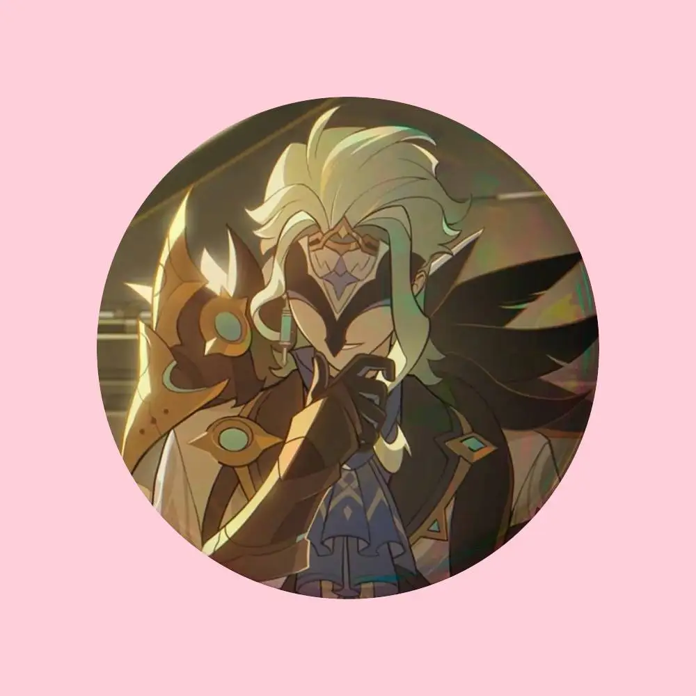 Lustige Spielfigur Dottore Genshin Anstecknadeln Runde Kreative Brosche Abzeichen Taschen-Deko Accessoires Fans Sammlerstücke Freunde Geschenke – Detail 6
