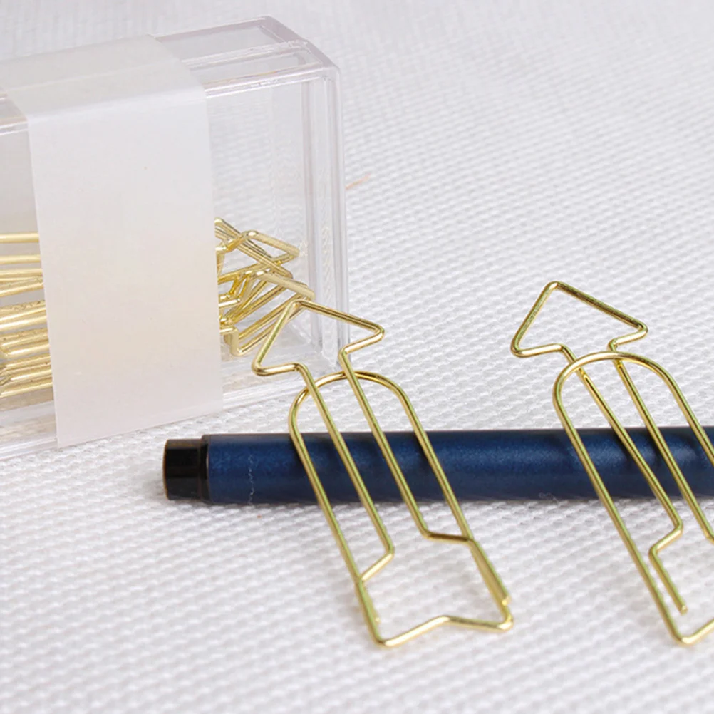12Pcs Golden Paper Clips Arrow Shape Metal Bookmark Pin for Notes Files Envelopes Office Supplies Memo Holder Bookmark Clips