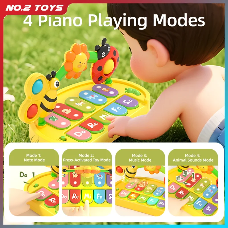 Crianças teclado de piano brinquedo educativo precoce das crianças 4 modos jogo sons animais bebê inseto instrumento musical brinquedos presentes infantis
