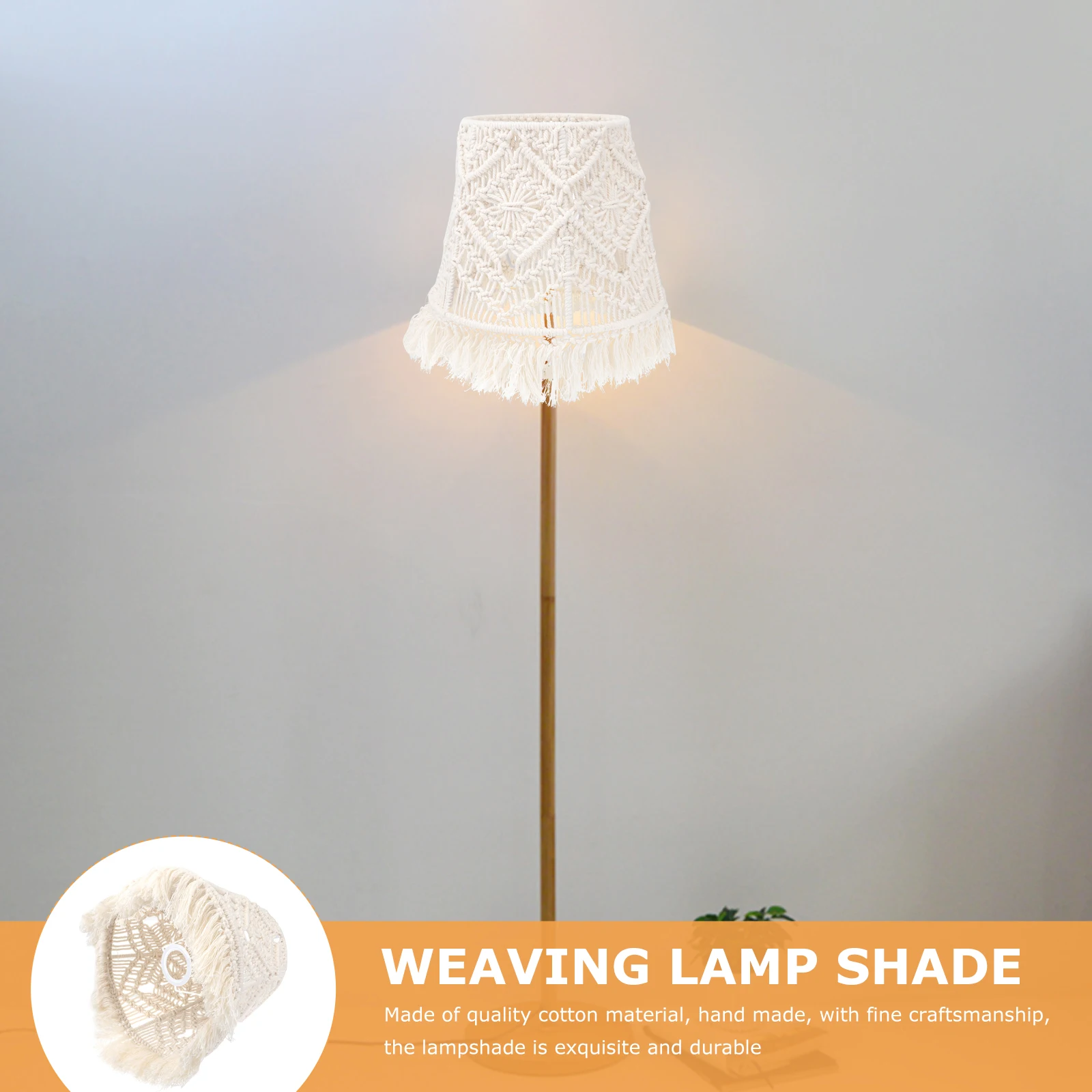 

Hand Woven Cotton Macrame Lampshade Bohemian Style Rustic Decorative Light Shade For Bedroom Living Room Bar Hotel Floor Lamp