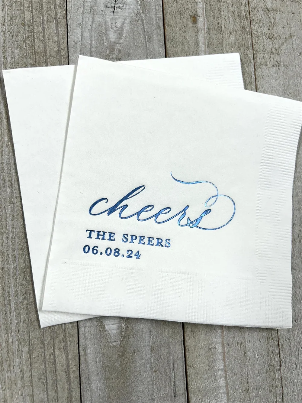 

50PCS Personalized Napkins Wedding Napkins Custom Monogram Cheers Rehearsal Dinner Beverage Cocktail Luncheon Dinner Guest Towel