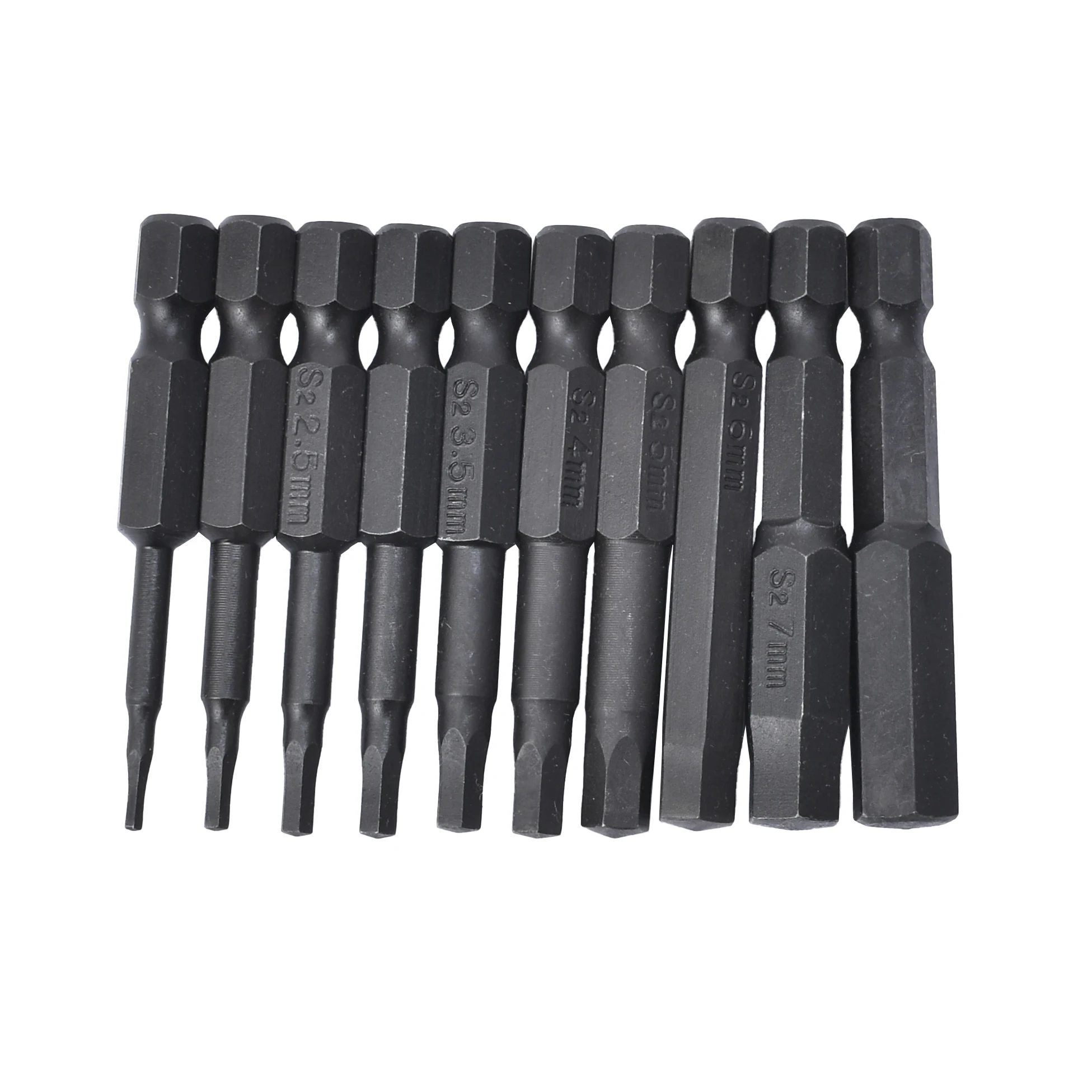 10 Pcs SAE/Metric Hex Head Allen Wrench Drill Bit Set 1/4