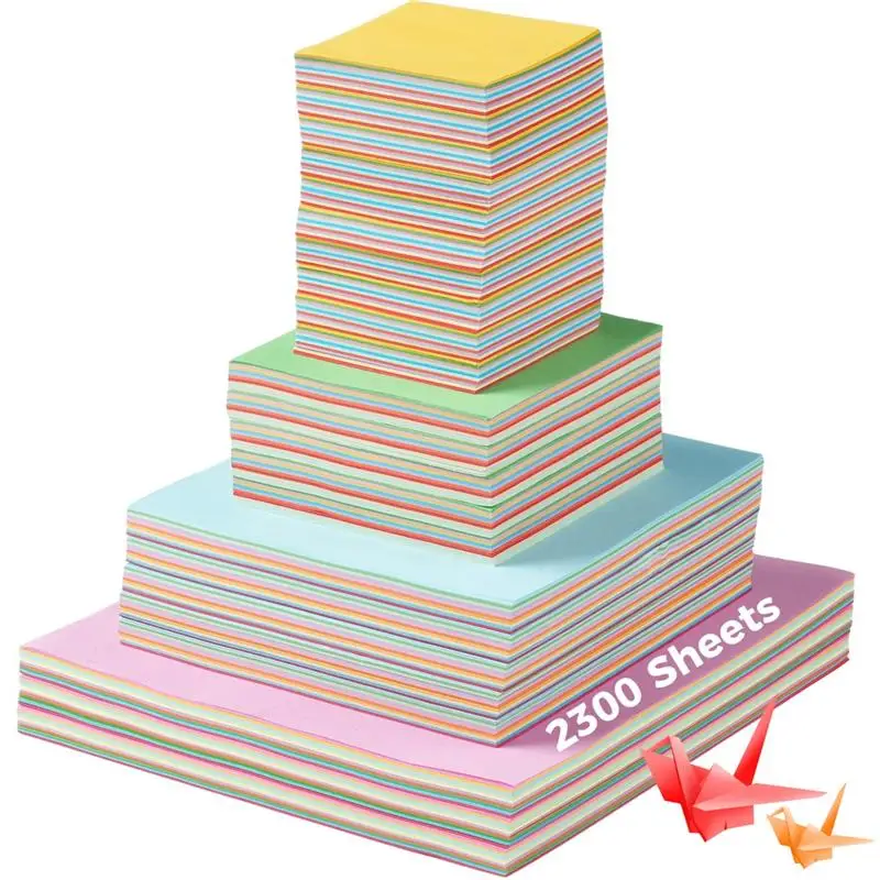 2300 Sheets Origami Paper Double Sided Color Paper Cardstock For DIY Scrapbook Paper Craft Art School Supplies Easy Fold For Kid