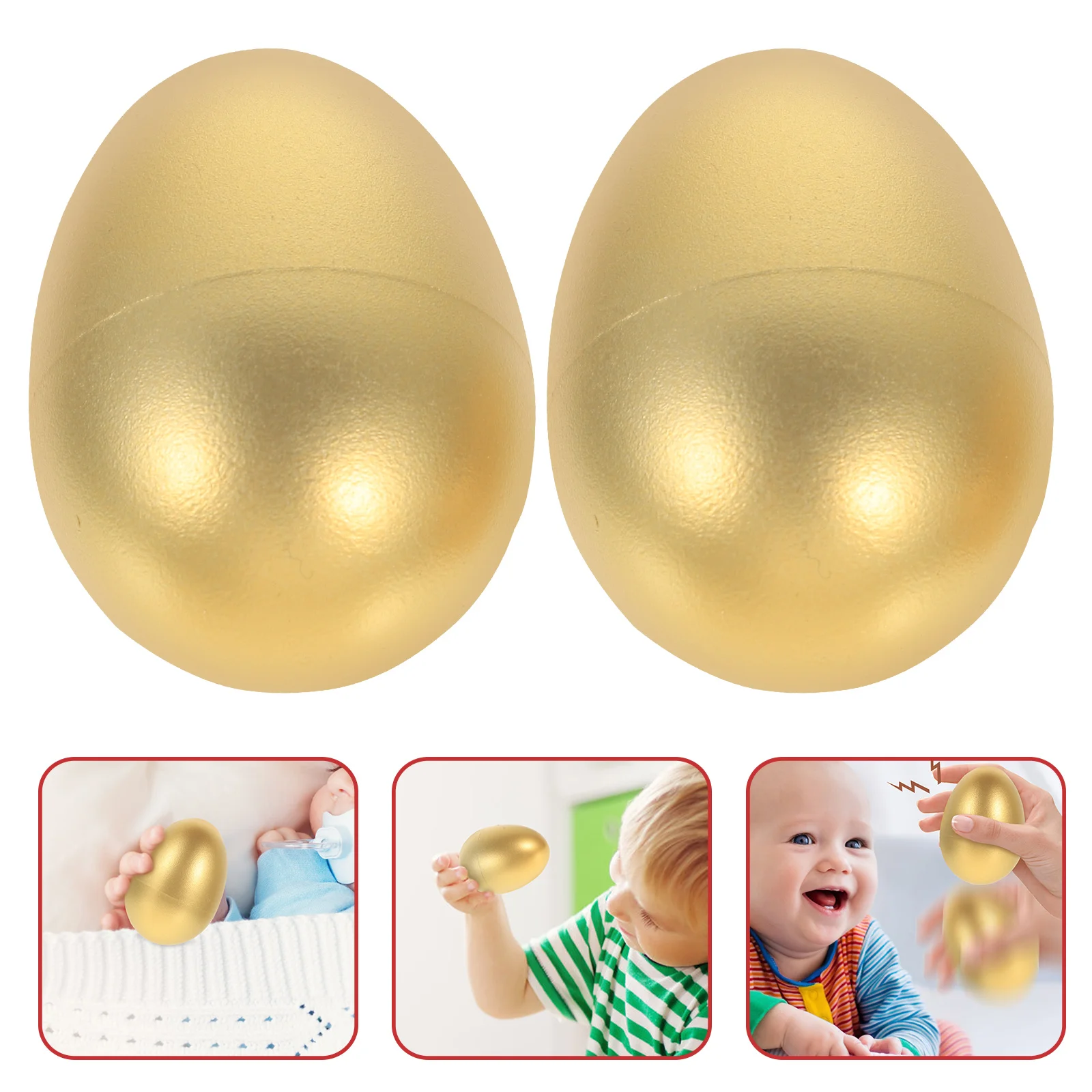 

2 Pcs Children Sand Egg Musical Instrument Hitting Bell Baby Balls Eggs Toddler Bells Golden