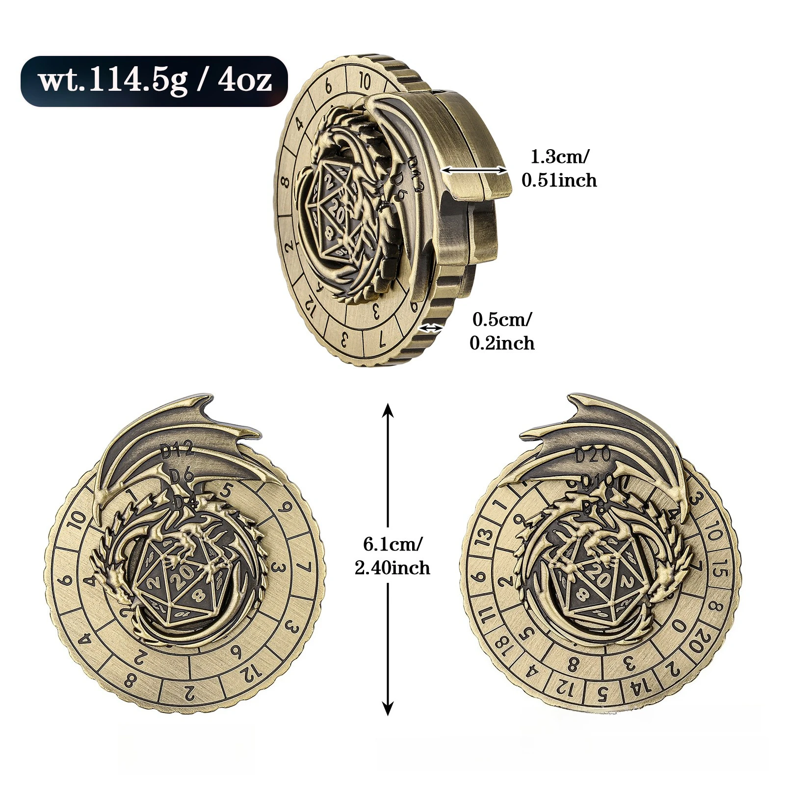 Cercle Dragon volant métal Fidget Spinner EDC plateau tournant main Spinner jeu de société DND dés adulte anti-Stress jouets cadeaux