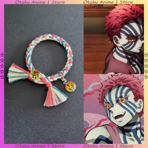 Handmade Akaza Chain Bracelet Fashion Demon Slayer Anime Peripheral Adjustable Length Unisex Bracelet Boy Girl Gifts