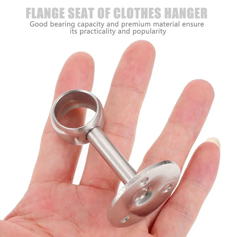 1Pcs Stainless Steel Pipe Bracket 19/22/25mm Half/All Pass Wardrobe Rail Support Flange Tube Holder for Clothes Pole Curtain Rod