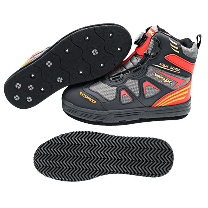 Fly Fishing Shoes 2 IN 1 Removable Felt Sole with Nails or Rubber Sole Fishing Boots Self Lock Fishing Hunting Non-slip Shoes