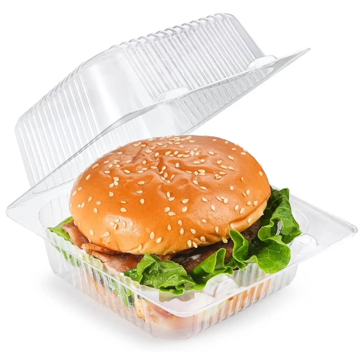 Home Tool 100 Pcs Clear Clamshell Food Containers Disposable Plastic Hinged Take Out Boxes with Lids for Burgers,Sandwiches, Cak