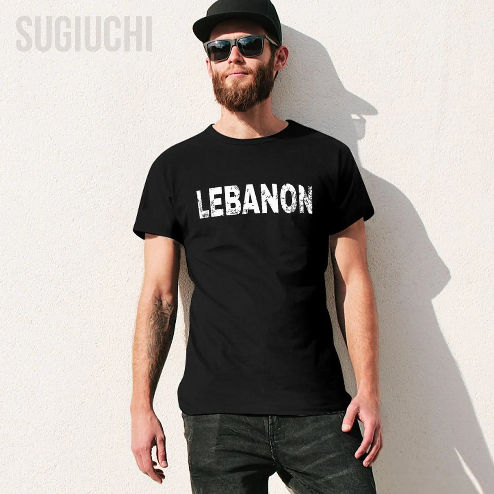 Unisex Men Vintage Lebanon White Text Apparel Tshirt Tees T Shirts Women Boys 100% Cotton T-Shirt