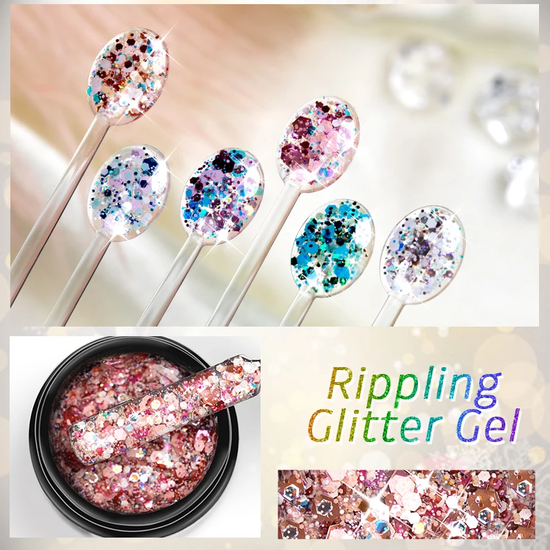 Colorful Glitter Sequins Gel Nail Polish 5ML Glitter Nail Art Gel Soak Off UV Gel For Manicure Semi Permanent Varnish Hybrid