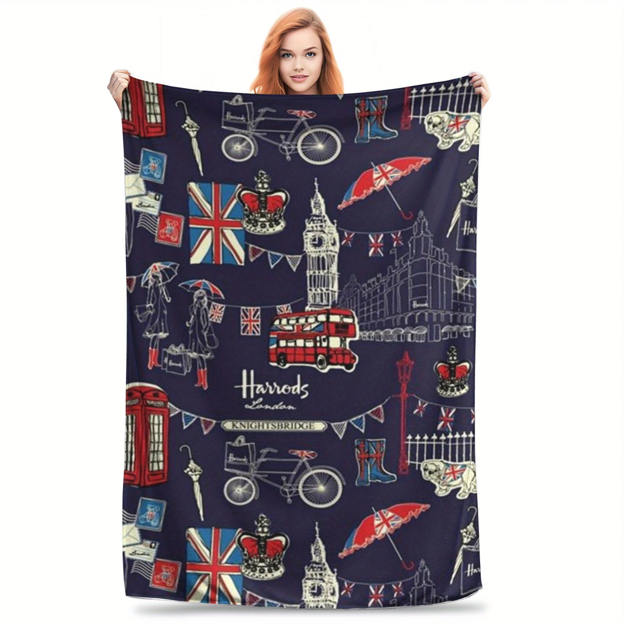 London Charm Flannel Throw Blanket Soft Cityscape Design All Season Cozy Comfort for Travel Lovers Gift
