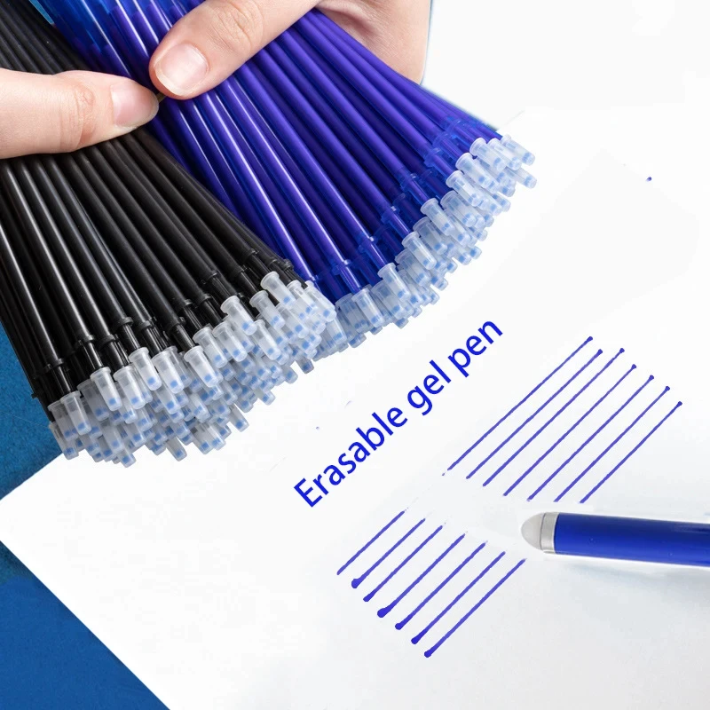 Caneta Gel Erasable Recarga, Tubo de Agulha Completo, Tinta Preta Azul, Escrita, Pintura, Papelaria, Estudantes, 100 Pcs, 0,5mm