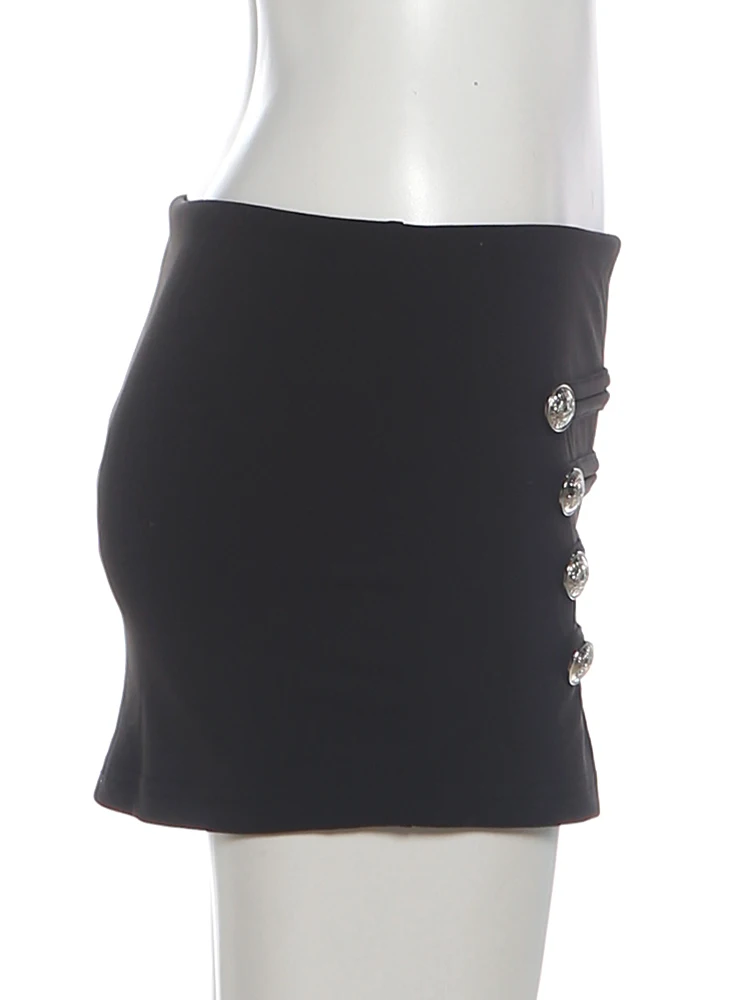Sisterlinda Chic Trend Rock für Damen, Sexy mit Knopfleiste, Patchwork-Design, Modisch, Vielseitig, Nachtclub-Outfit, Einfache Alltagskleidung – Detail 5