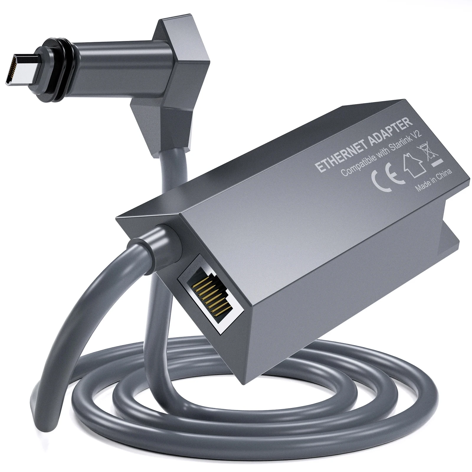 Starlink Gen2 Ethernet Adapter V2, Dish Antenna Satellite Network Powerline Kit