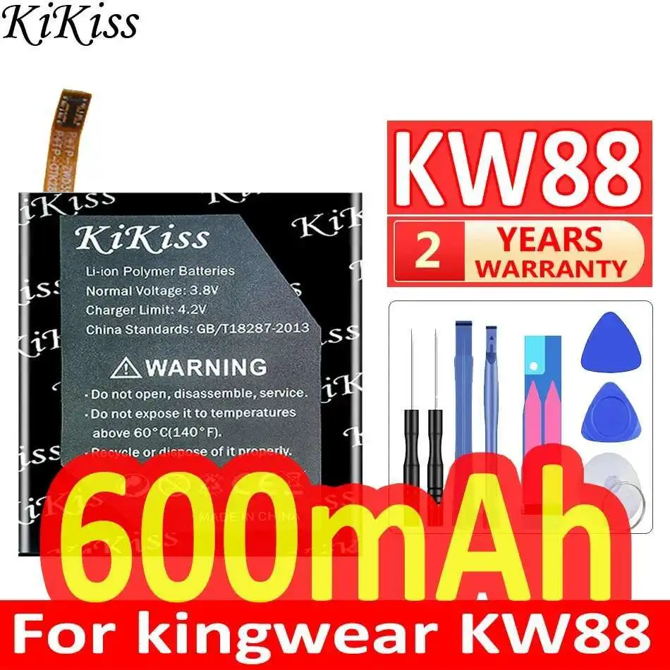 Стабильная батарея для умных часов на 600 мАч для умных часов Kingwear KW88 Pro KW88Pro Batteria