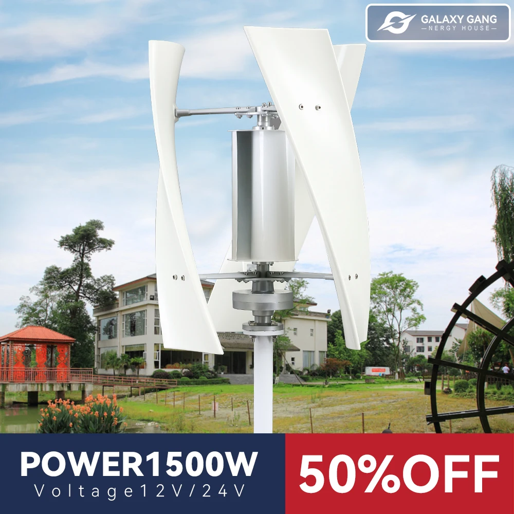 

Energy Inverter Wind Turbine Vertical Axis Windmill 12v 24v 2000w Permanent Maglev Generator With Mppt Charge Controller