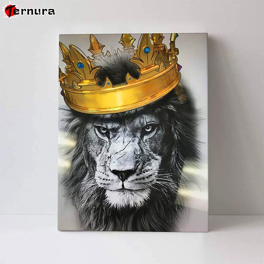 Diamond Embroidery painting lion crown king 5d Full diamond painting Home Wall Decor Square round Diamond animal Mosaic Pattern