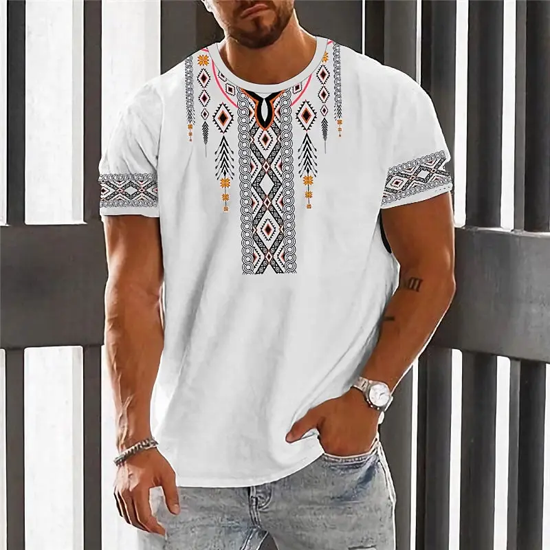 T-shirt da uomo di moda t-shirt con stampa in stile etnico 3d per uomo t-shirt estiva a maniche corte ad asciugatura rapida allentata oversize