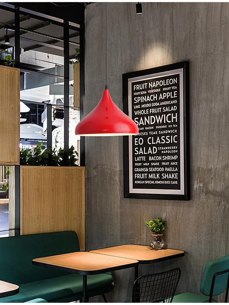 American Retro Red Pendant Lamp Led E27 Industrial Style Lighting Hot Pot Barbecue Modern Iron Art Restaurant Decor Lighting
