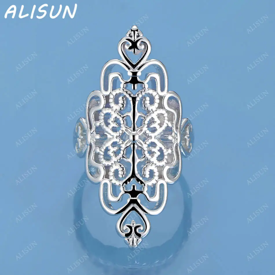 

ALISUN 925 Sterling Silver Retro Pattern Fine Ring For Women Fashion Jewelry Charm Grace Wedding Engagement Accessories