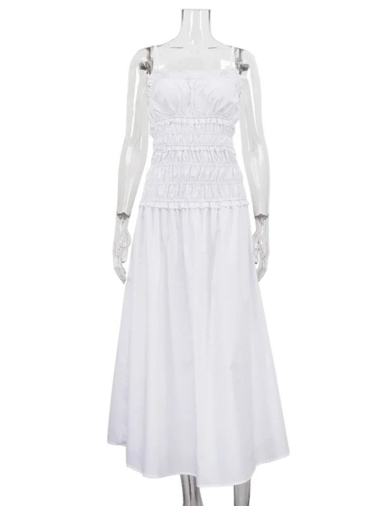 Sexy slash neck dobras camisola vestido longo feminino sem mangas magro sem costas de cintura alta moda nova mulher bodycon maxi vestido