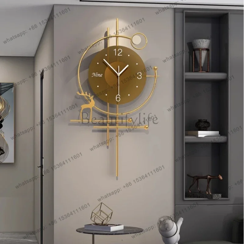 LJY Wall Clock Minimalist Classic Design Silent Metal Frame Luxury for Living Room Office Study Library Decor