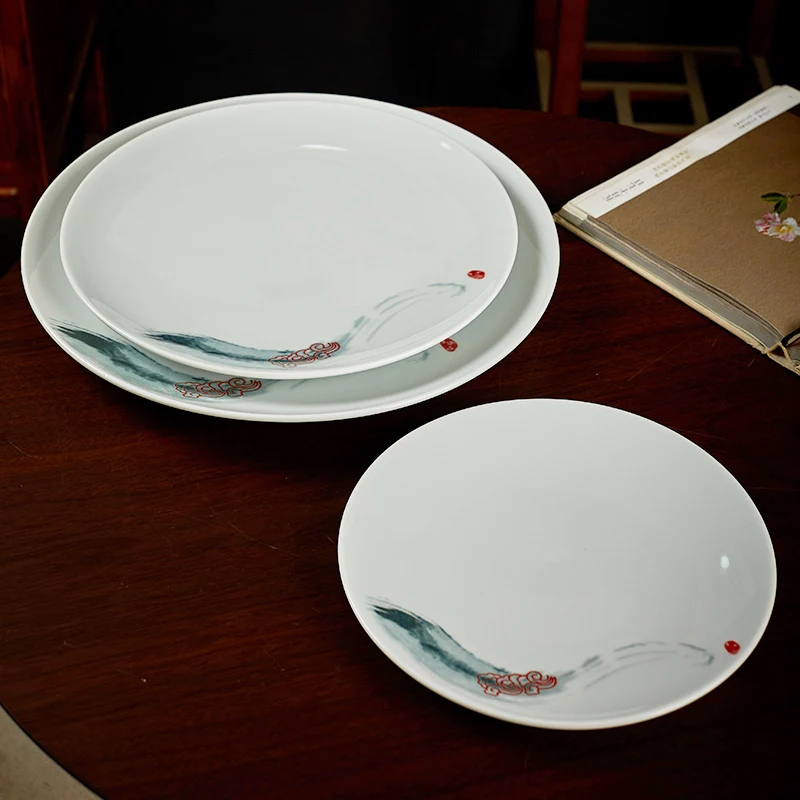 

Ceramic Flat plate bone dish round household plate ceramic plate fruit plate plate prato de jantar dinner plate tania bulhoes