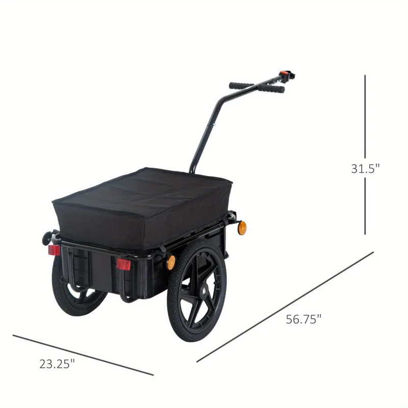 Multi-functional Bicycle Cargo Trailer Steel Large Bike Luggage Cart Carrier Black