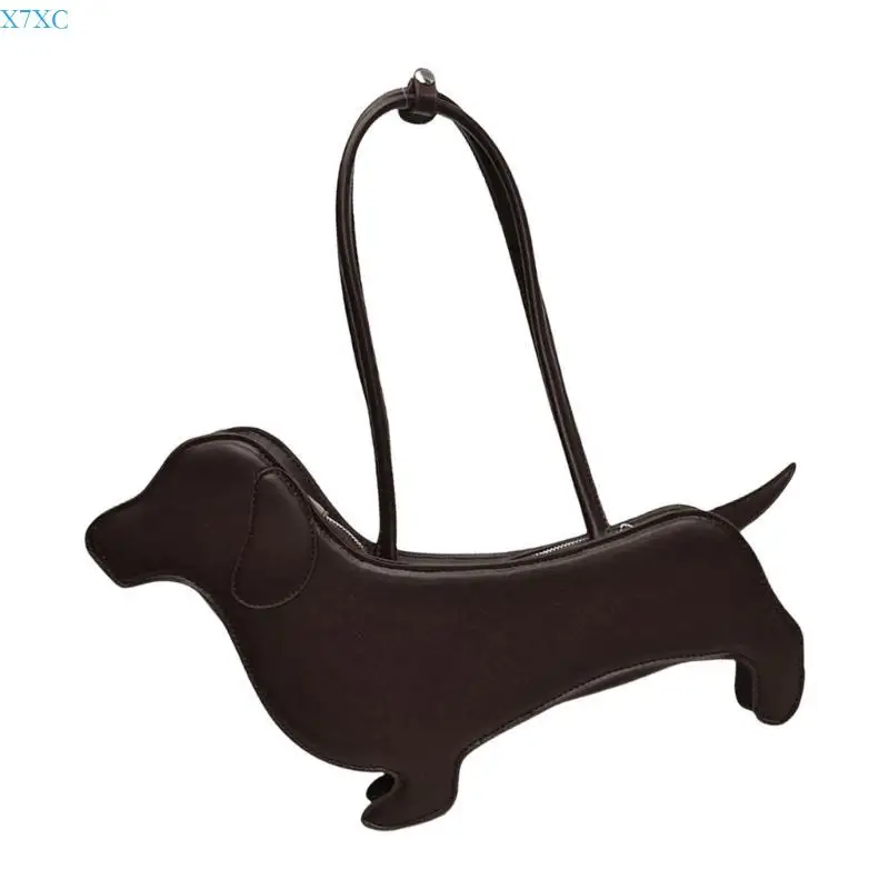 X7XC Elegant PU Leather Underarm Bag Dachshund Shoulder Bags Casua; Handbag For Lady