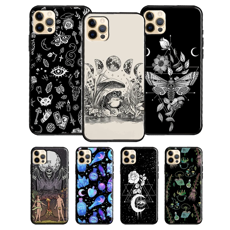 Occult Witchcraft Moon Gothic Witch For iPhone 13 12 Pro Max Mini Cover Phone Case For iPhone 11 14 Pro Max XS X XR 7 8 Plus SE