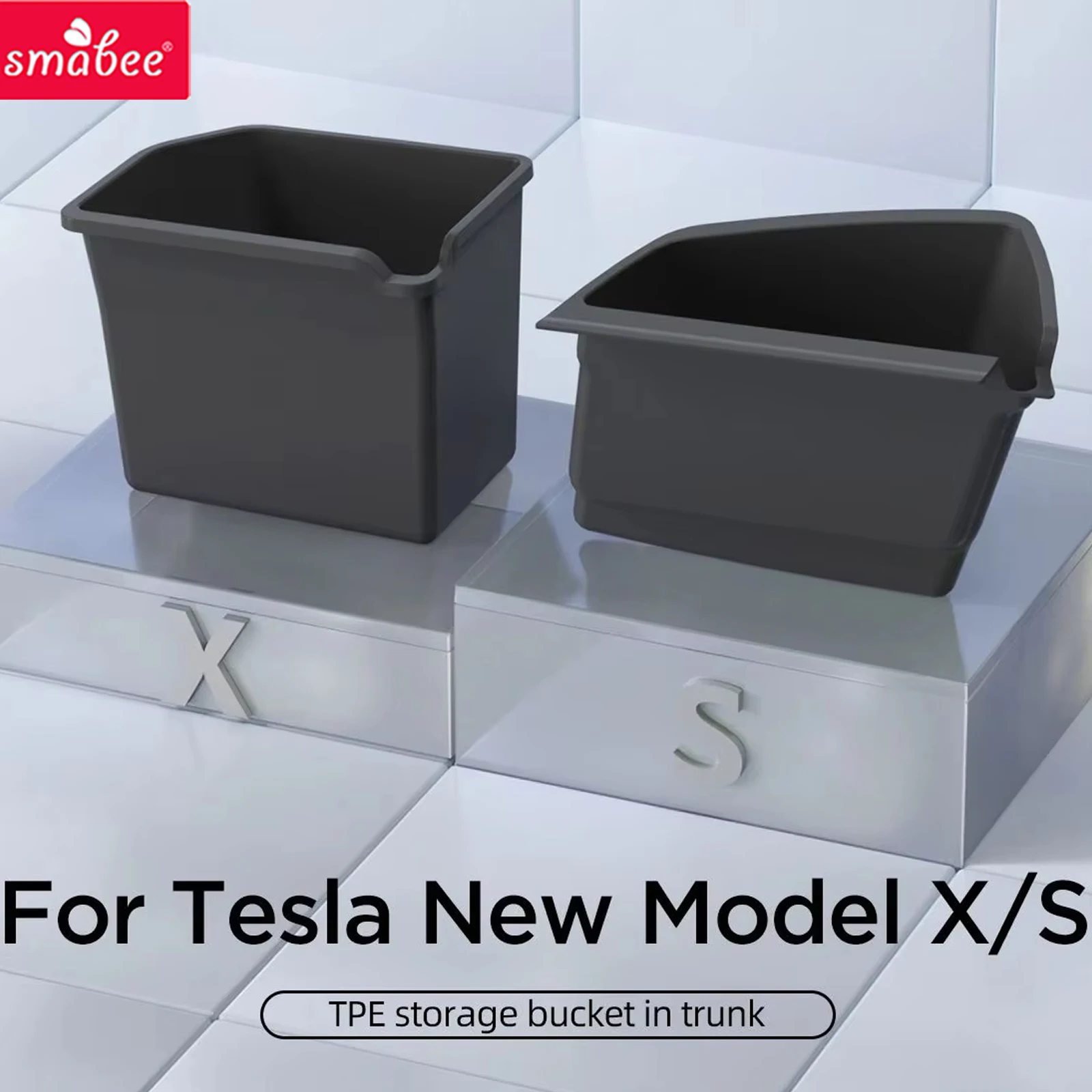 Smabee for Tesla New Model X S 2023 2024 Storage Box Rear Trunk Left Side TPE Waterproof Tool Case Car Accessories Tidying